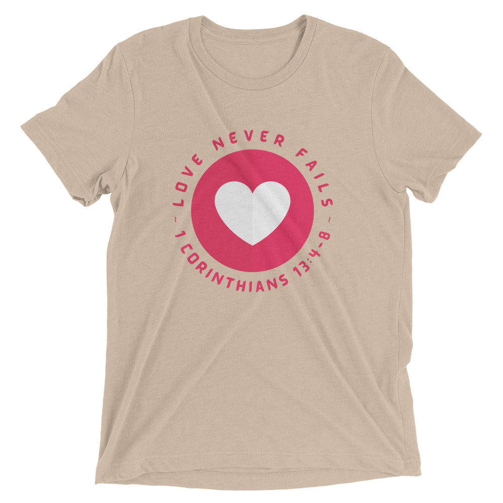 "Love Never Fails" Unisex Tri-Blend T-Shirt 15