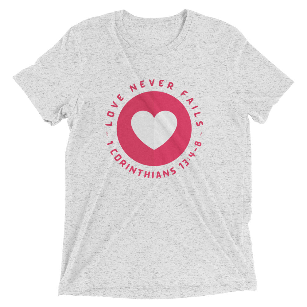 "Love Never Fails" Unisex Tri-Blend T-Shirt 15