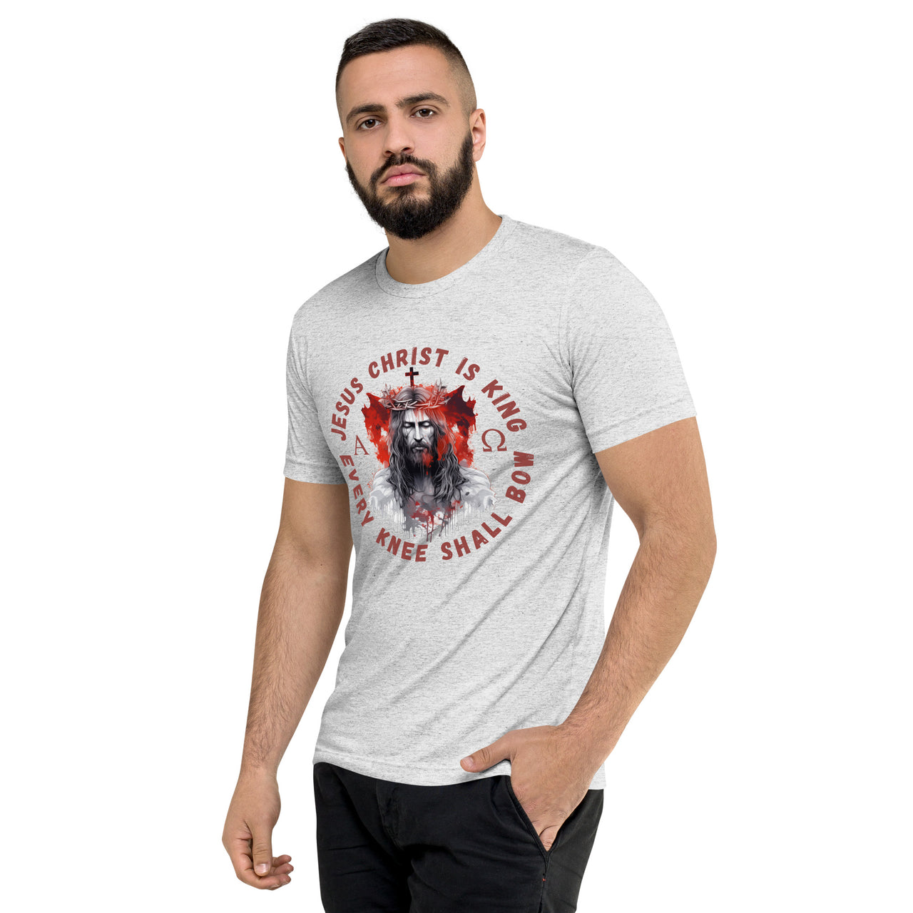 "Every Knee Shall Bow" Unisex Tri-Blend T-Shirt 2